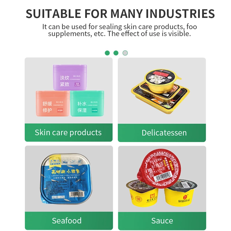 Automatic Suction Film Sealing Machine Pneumatic Tray Sealer Cheese Roasted Durian Foil Tray Sealing for Cosmetic Cotton Pads