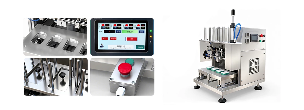Automatic Suction Film Sealing Machine Pneumatic Tray Sealer Cheese Roasted Durian Foil Tray Sealing for Cosmetic Cotton Pads
