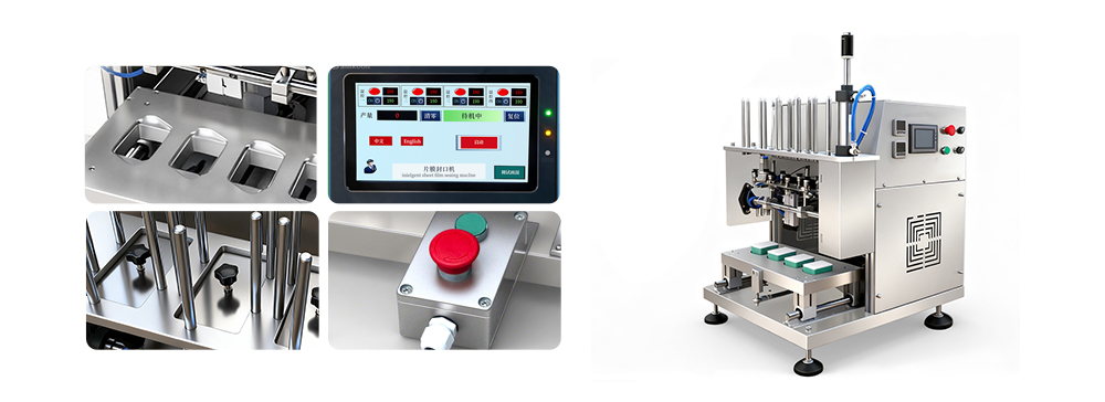 Automatic Suction Film Sealing Machine Pneumatic Tray Sealer Cheese Roasted Durian Foil Tray Sealing for Cosmetic Cotton Pads