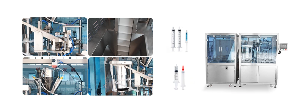 Pre-filling syringe filling and stuffing machine