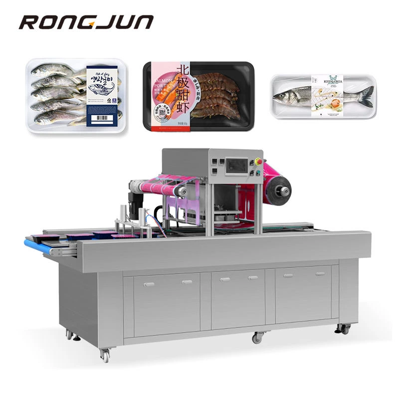 Rongjun Electric Automatic MAP Heat Sealing Machine with Case Packaging for Food Preservation of Fish Chicken Meat Beef Lamb